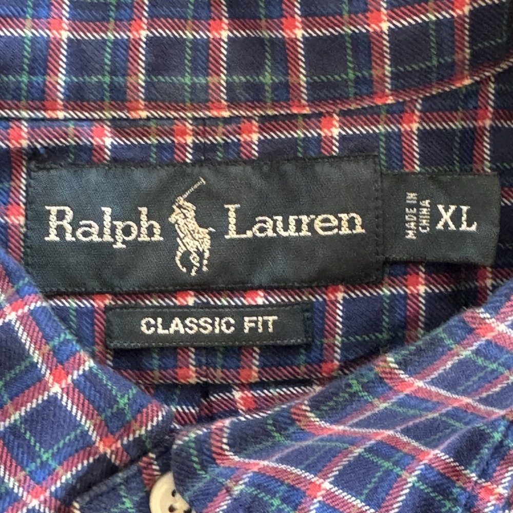 Ralph Lauren Classic Fit Plaid Button Down Shirt Men's XL Green Pony Logo Xmas - Picture 9 of 9
